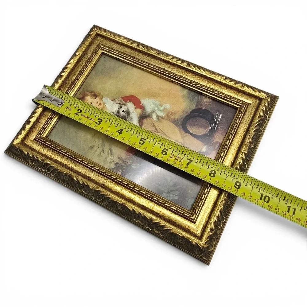 Vintage Ornate Gold Tone Picture Frame 5x7 Tabletop Easel Frame Baroque Style